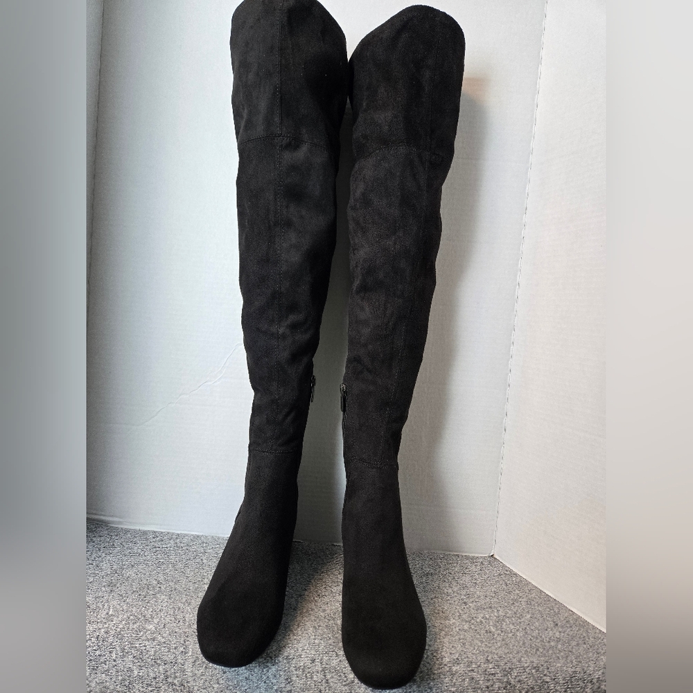 Nine West Black Suede Over-the-Knee Boots Size 6.5 Block Heel